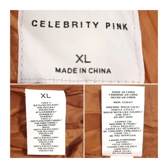 Celebrity Pink Women's Bronze Velvet Bomber Puffer Crop‎ Jacket XL Comfortable - Picture 4 of 10